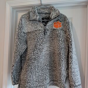 Clemson Gray Sherpa Quarter-Zip Pullover